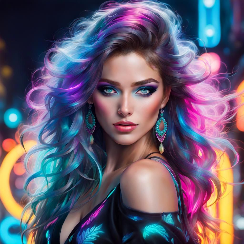 Neon Girl: A Surreal Digital Art Masterpiece