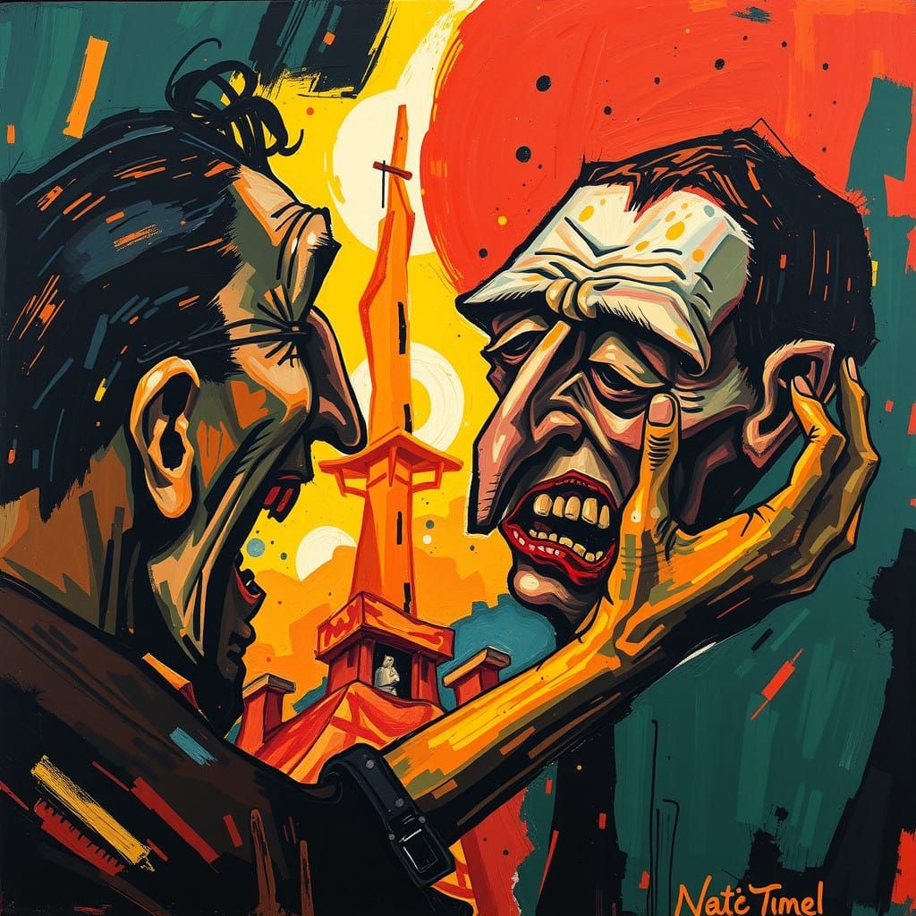 Vibrant Expressionist Masterpiece of Emotional Turmoil