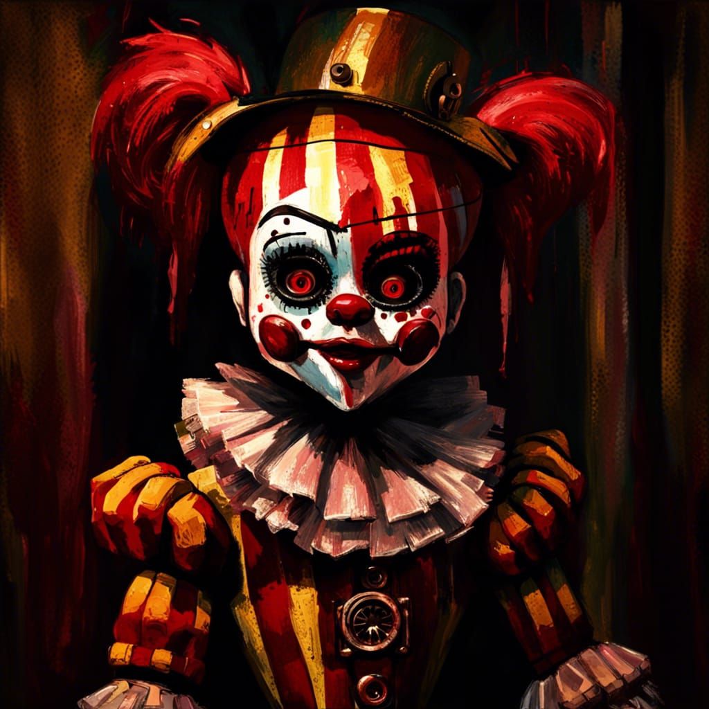 Creepy Circus Baby: Gothic Impressionist Masterpiece