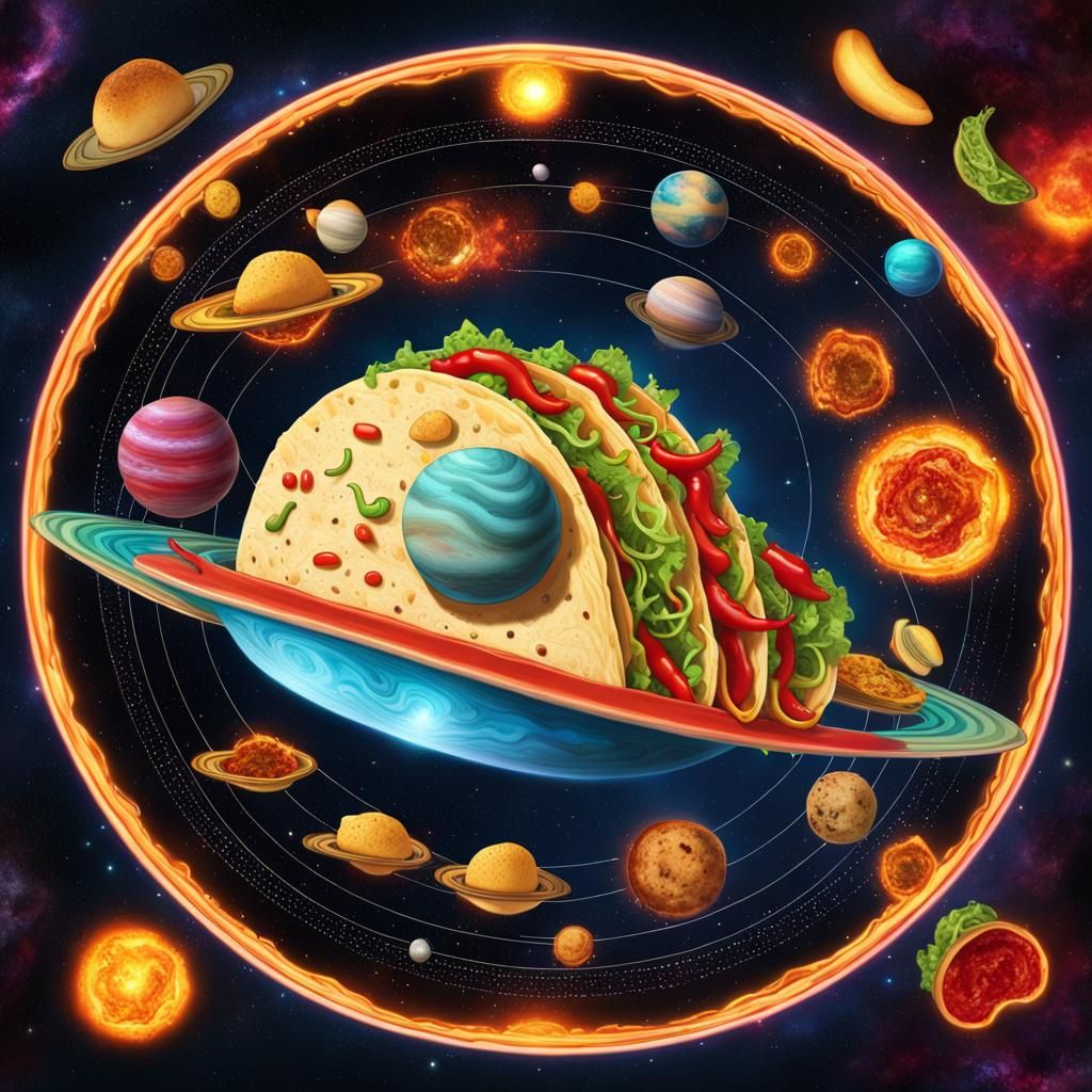 Taco Solar System: A Surreal Culinary Sci-Fi Art