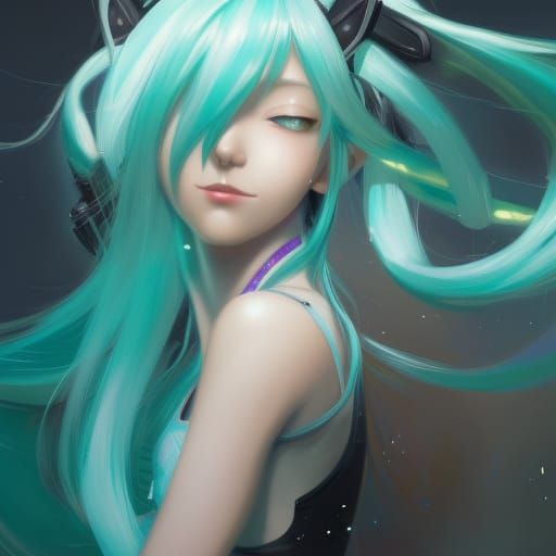 Hatsune Miku Portrait in Art Nouveau Style