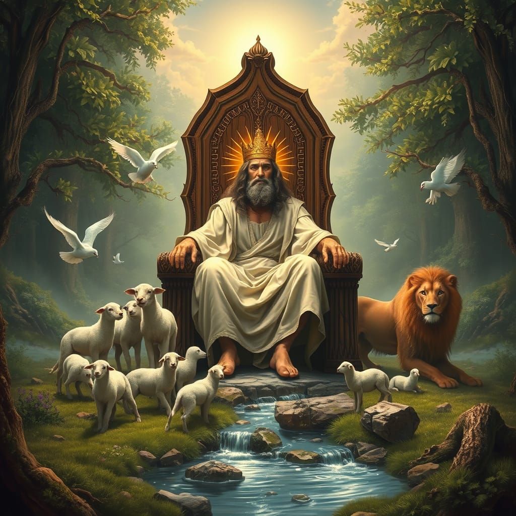 Shepherd-King in Eternal Garden: Matte Painting