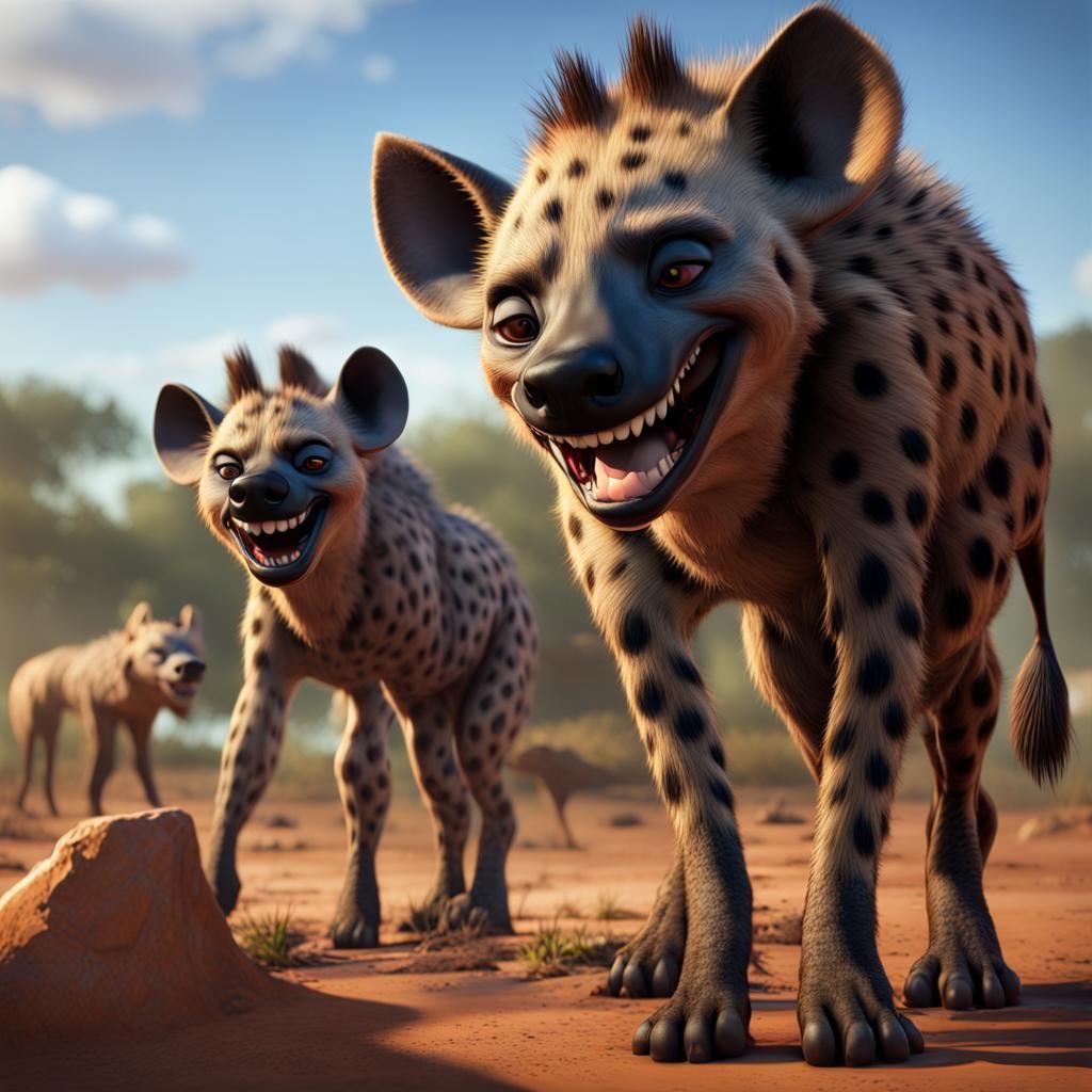 Hilarious Hyenas Unleash Comedy Gold at the Watering Hole: Rhinos Get Roasted with their Comic Barbs