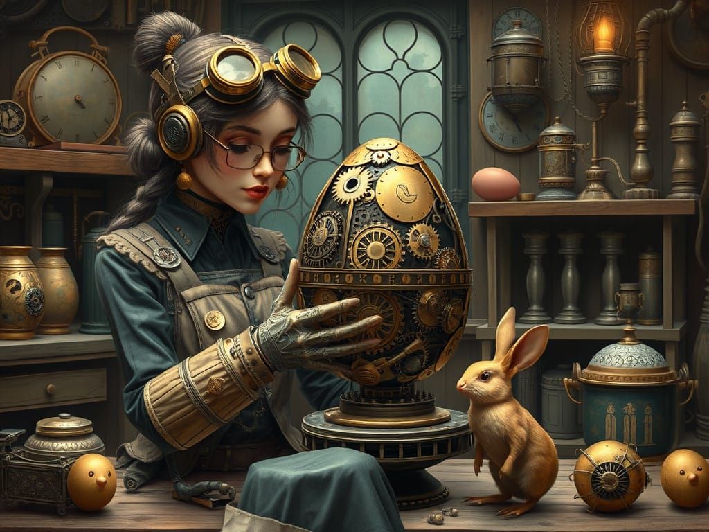 Steampunk Easter Egg Artificer in Victorian Industrial Style