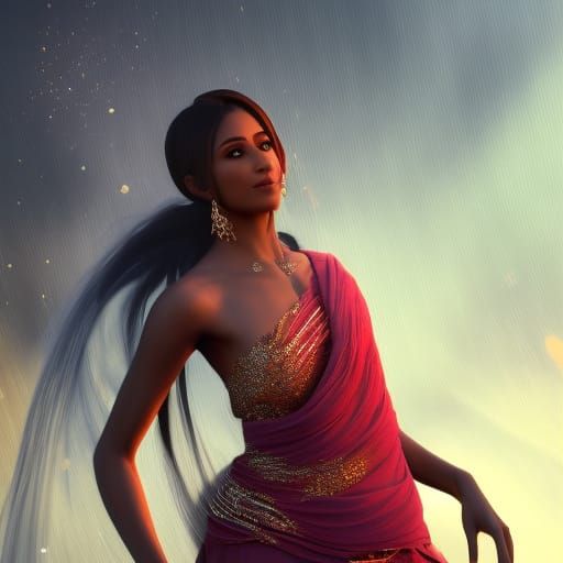 Pakistani Fashion Model in Hyperdetailed Digital Art