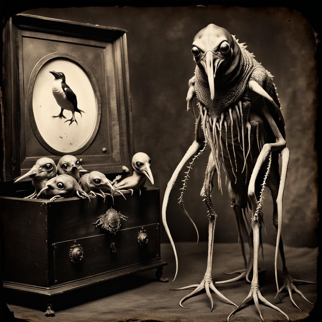 Lovecraftian Horror: Daemon and Penguin in Sepia