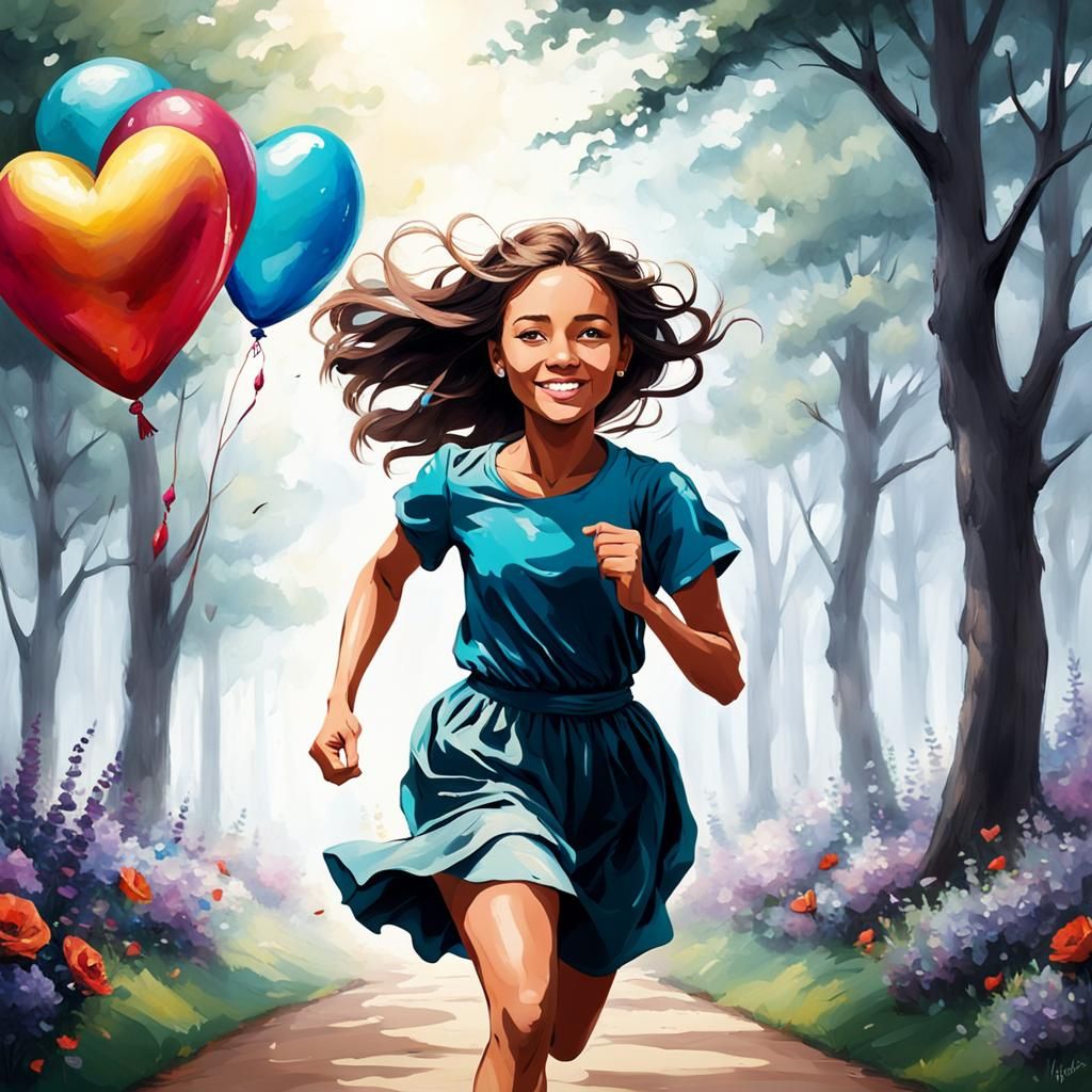 Girl Runs Towards Hopeful Future, Leaving Past Behind