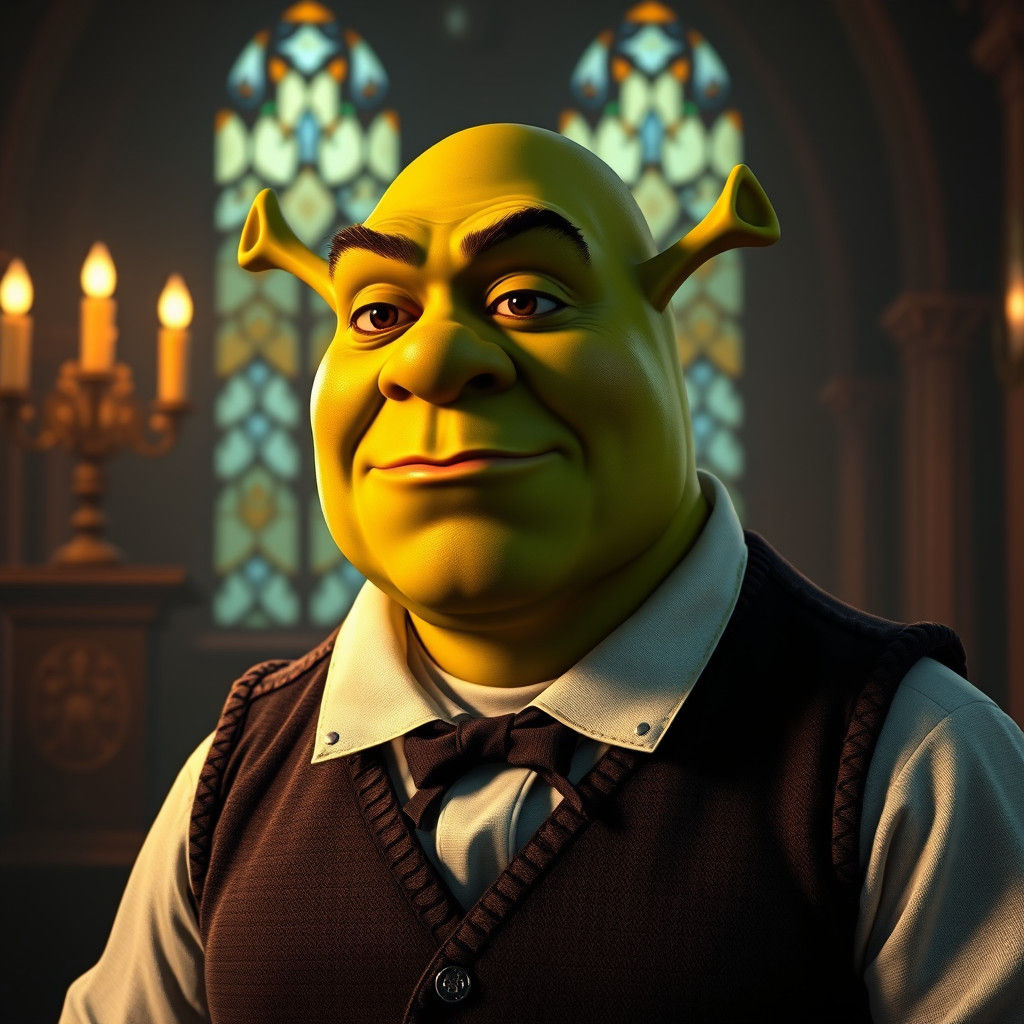 Shrek as Pastor in Art Nouveau Style