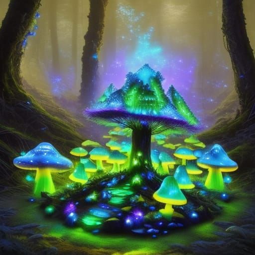 Whimsical Mushroom Crown in Enchanted Forest