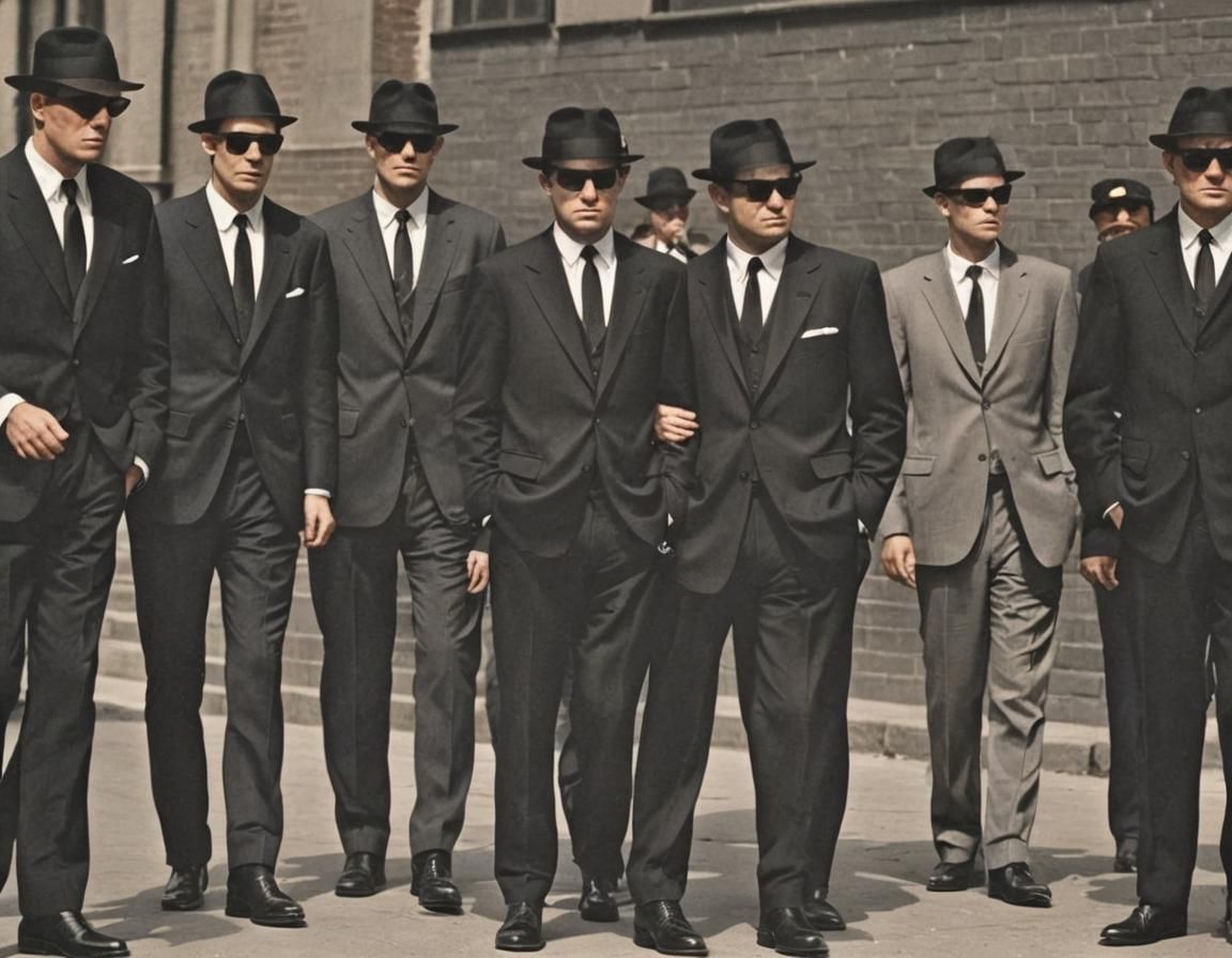 Mafia Men in Black Suits and Fedora Hats