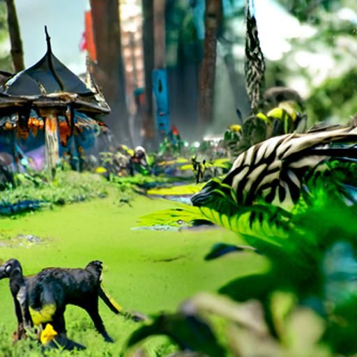 Jungle Animals Invade City in Detailed Matte Painting