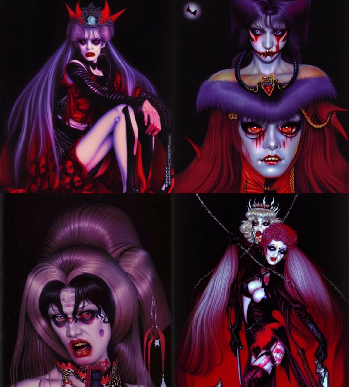 Vampire Queen Portrait in Japanese Illustration Style