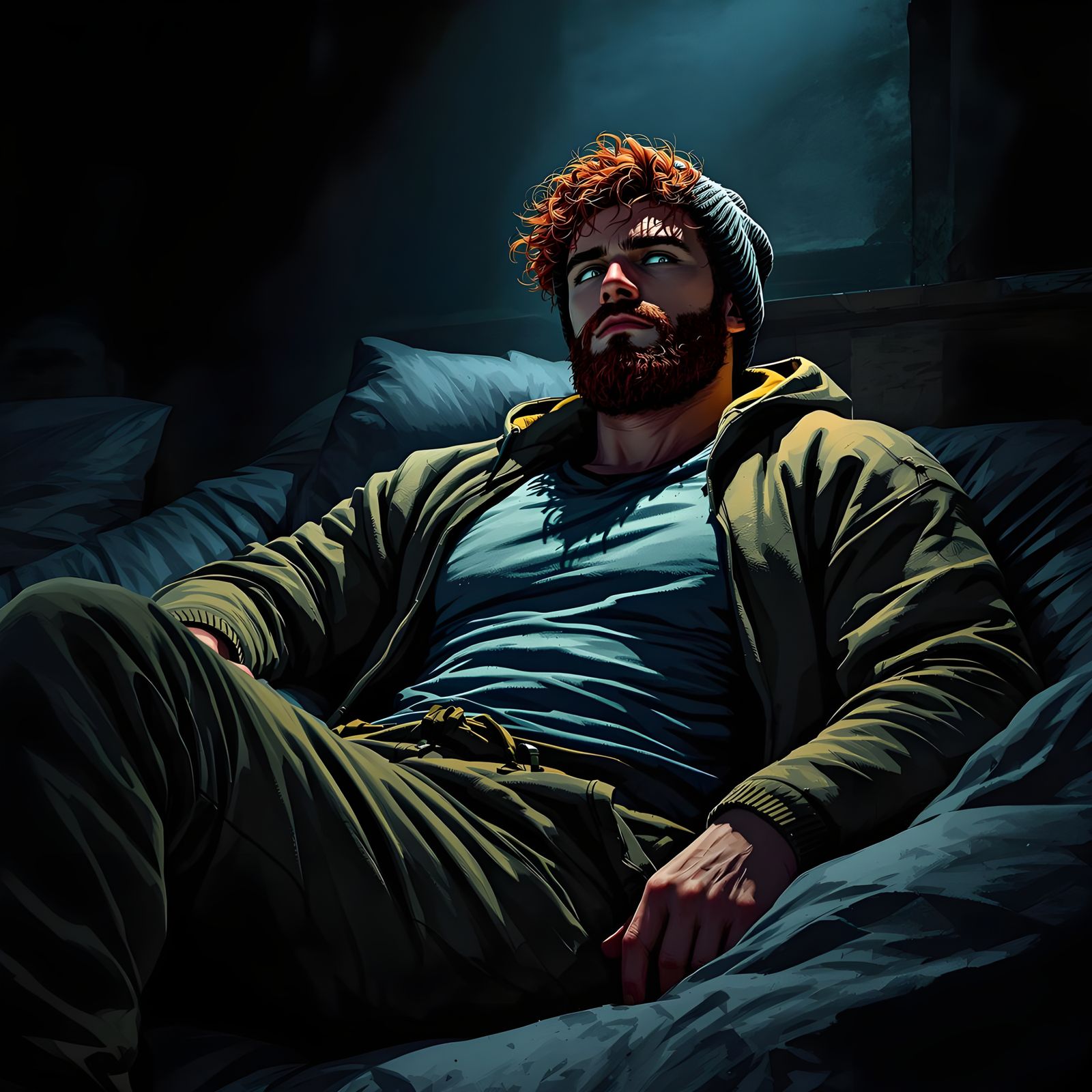 Spooky Comic Style Portrait of a Relaxed Man