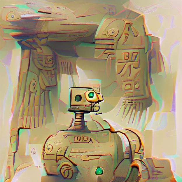 Ancient Robot in Desolate Landscape