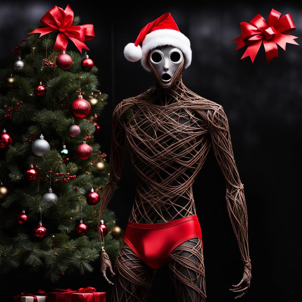 Christmas Manikin Stealing Gifts in the Dark