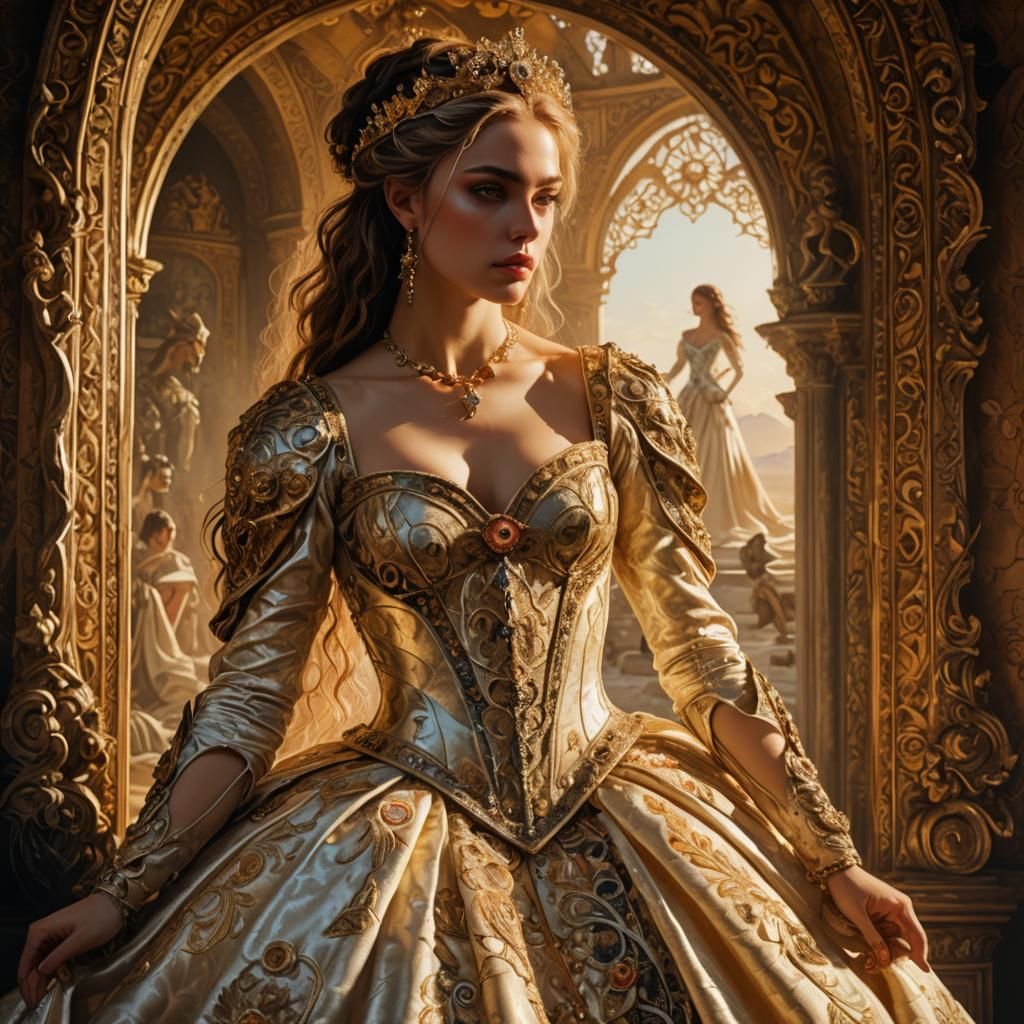 Venetian Princess in Byzantine Mirror, Baroque Art