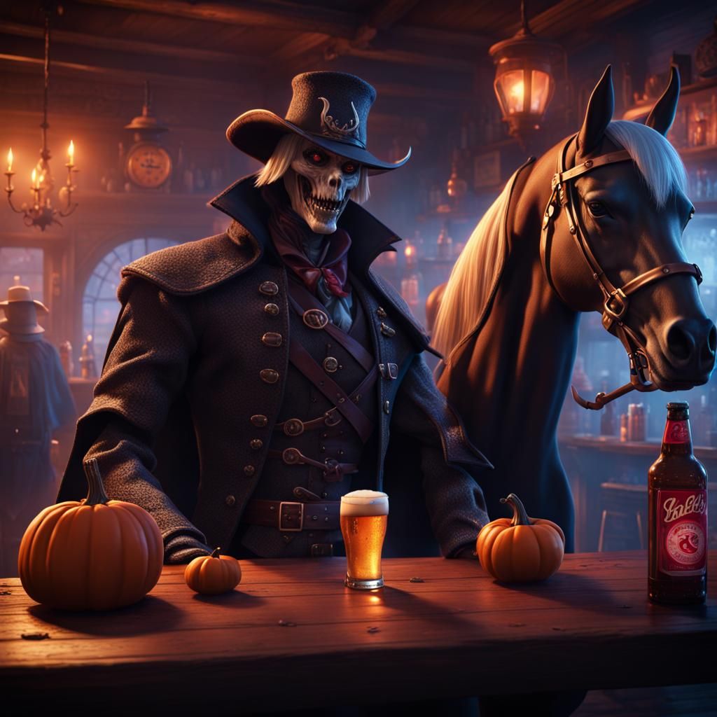 Headless Horseman and Barbie Halloween Matte Painting