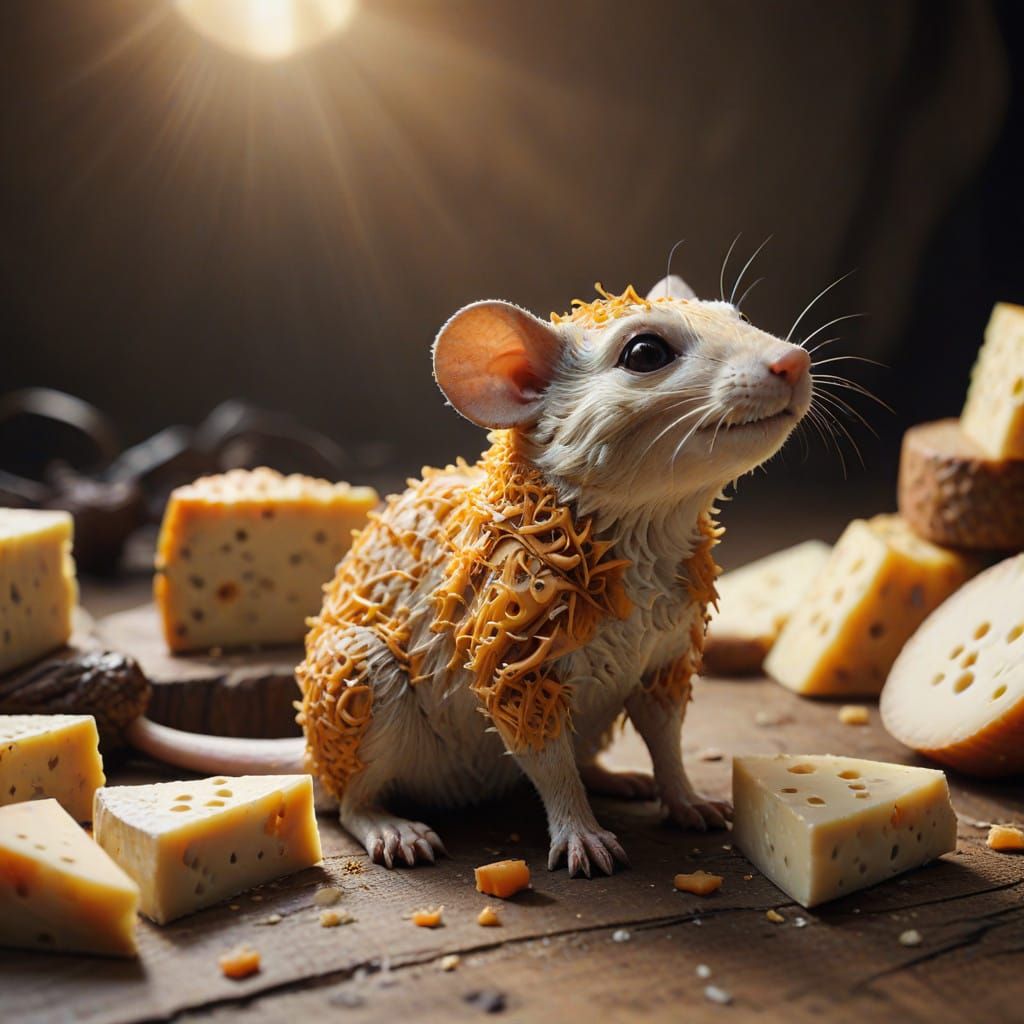 Surreal Cheese Mice in Whimsical Worlds
