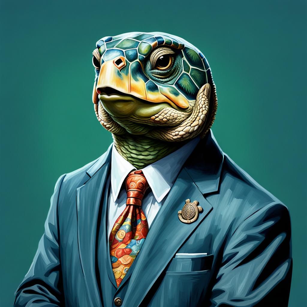 Realistic Anthropomorphic Turtle Political Lobbyist