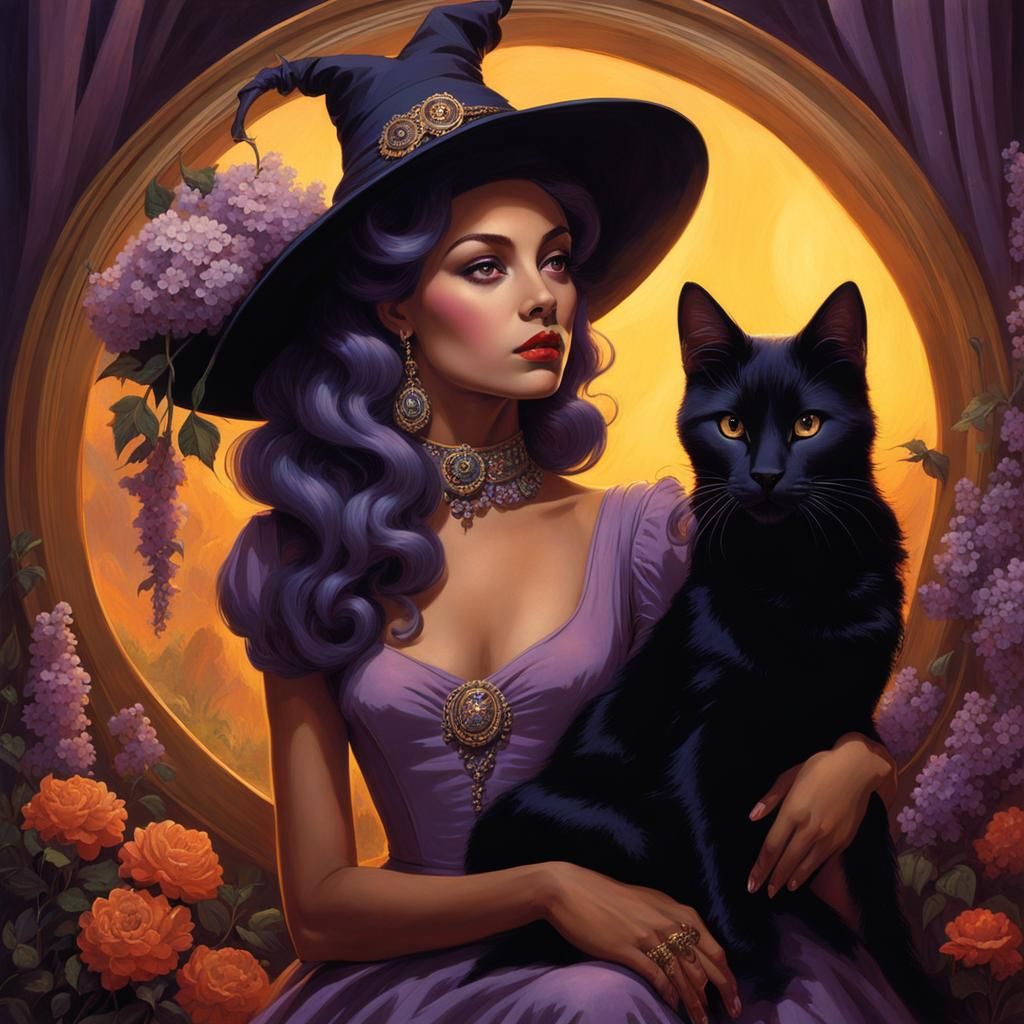 Ethereal Gothic Witch Girl in Lilac Dress