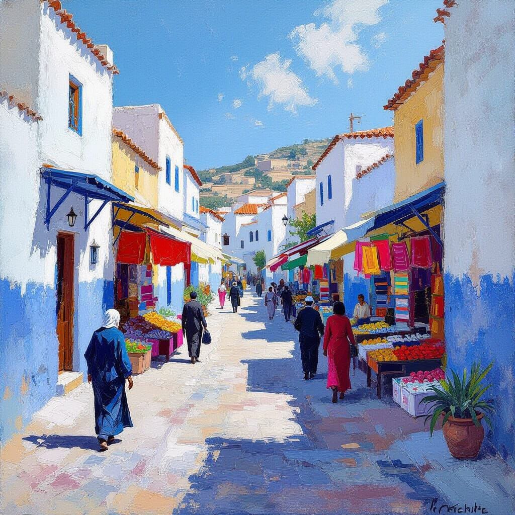 Tunisian Village in Impressionist Style