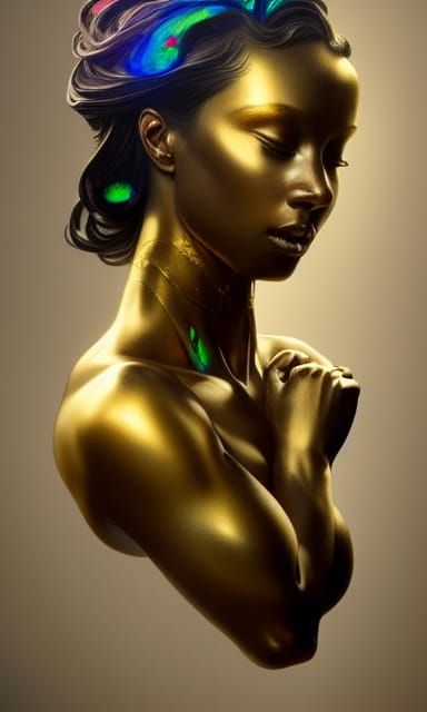 Gold and Opal Human Sculpture Portrait