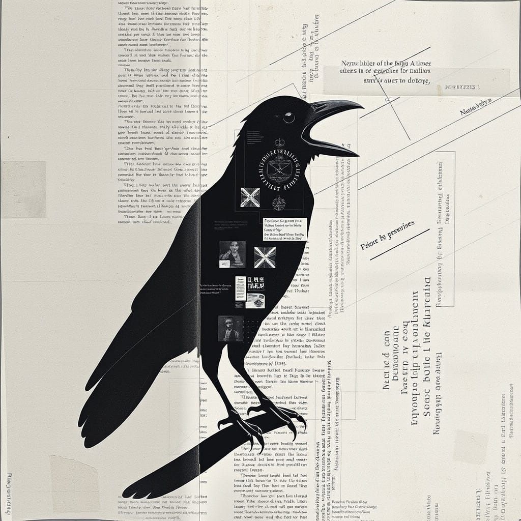 Abstract Crow in Shadows, Constructivist Art