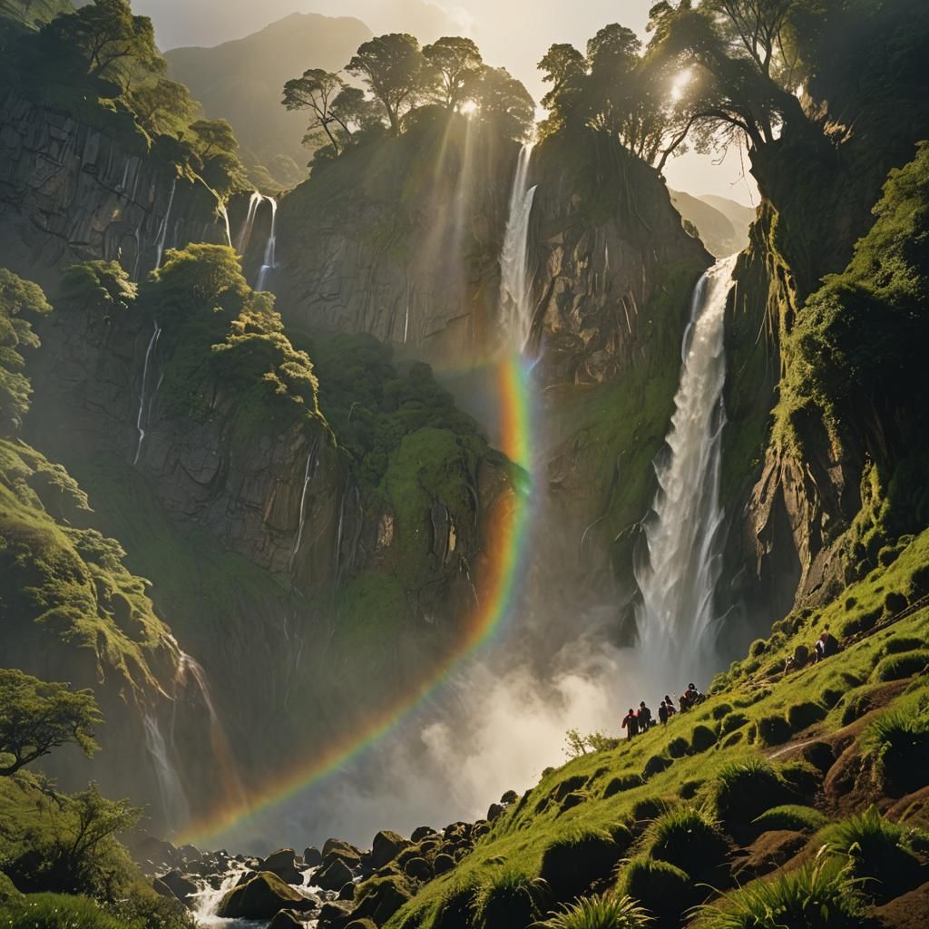 Lush Waterfall Landscape in Cinematic Style