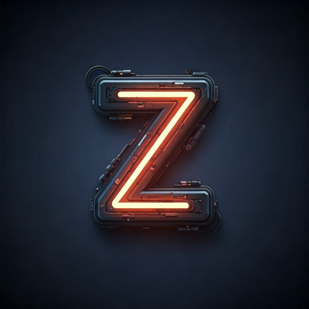 Luminous Letter Z in Cyberpunk Style