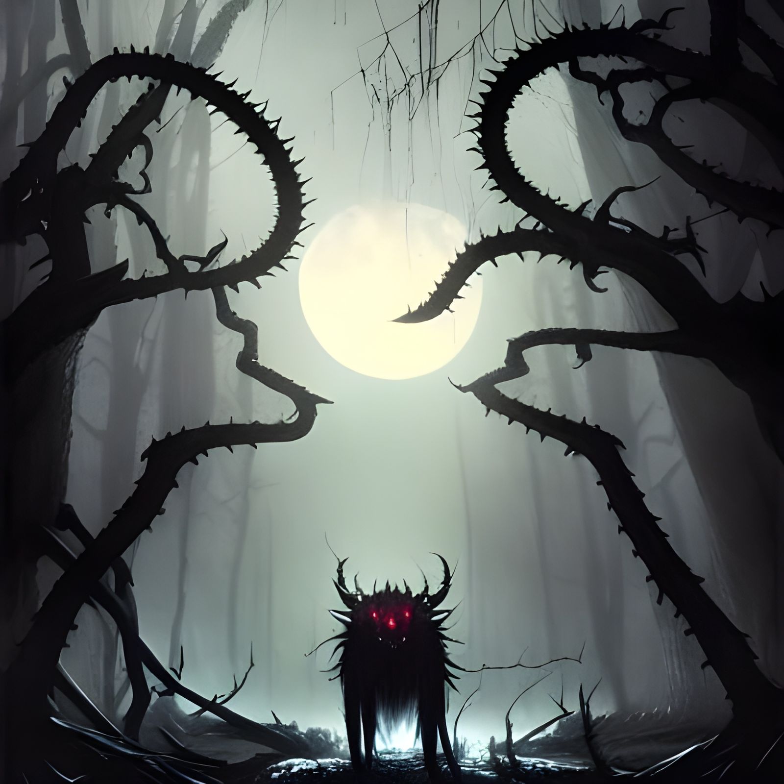 Demonic Beast Emerges from Dark Forest