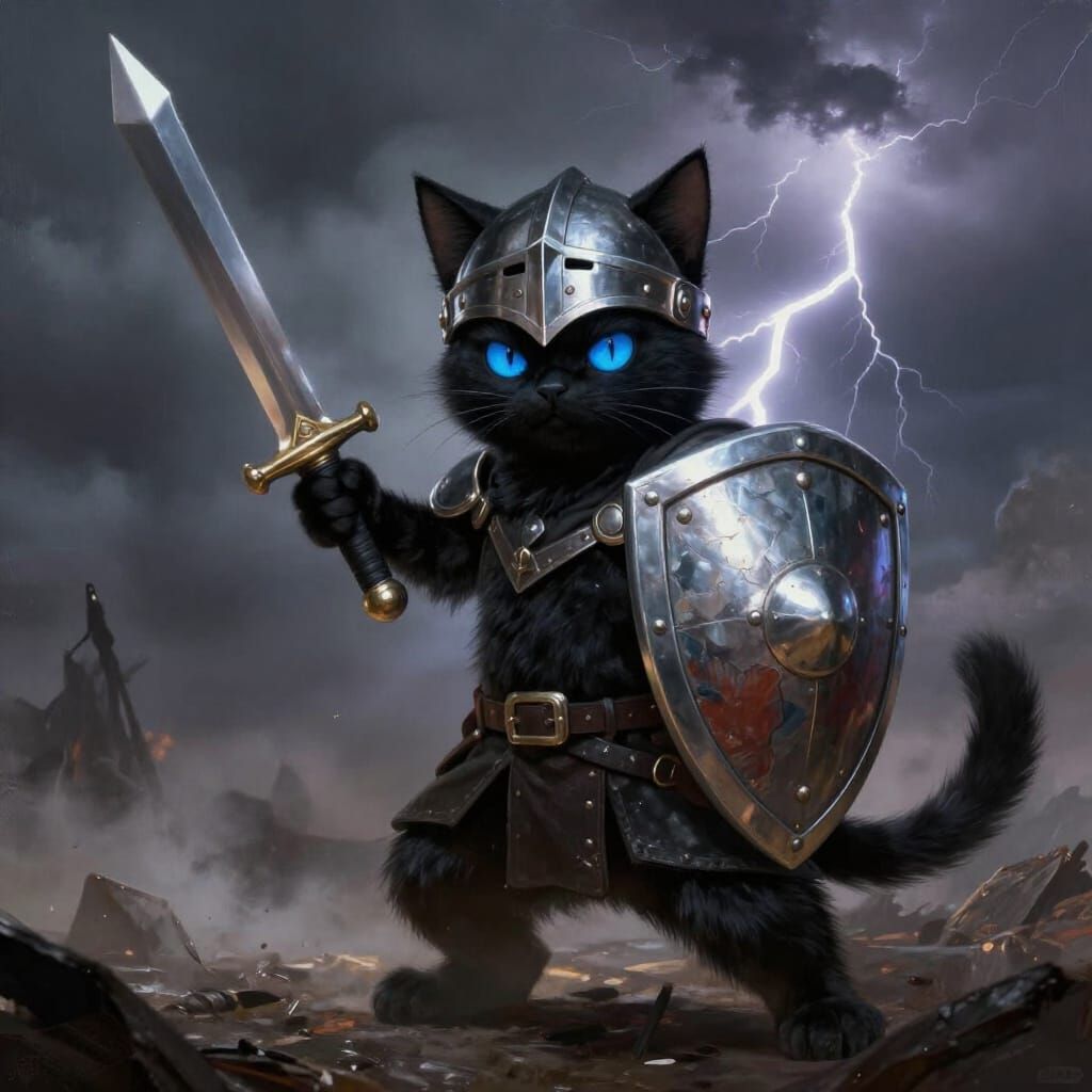 Feline Knight with Jet Engine Sword