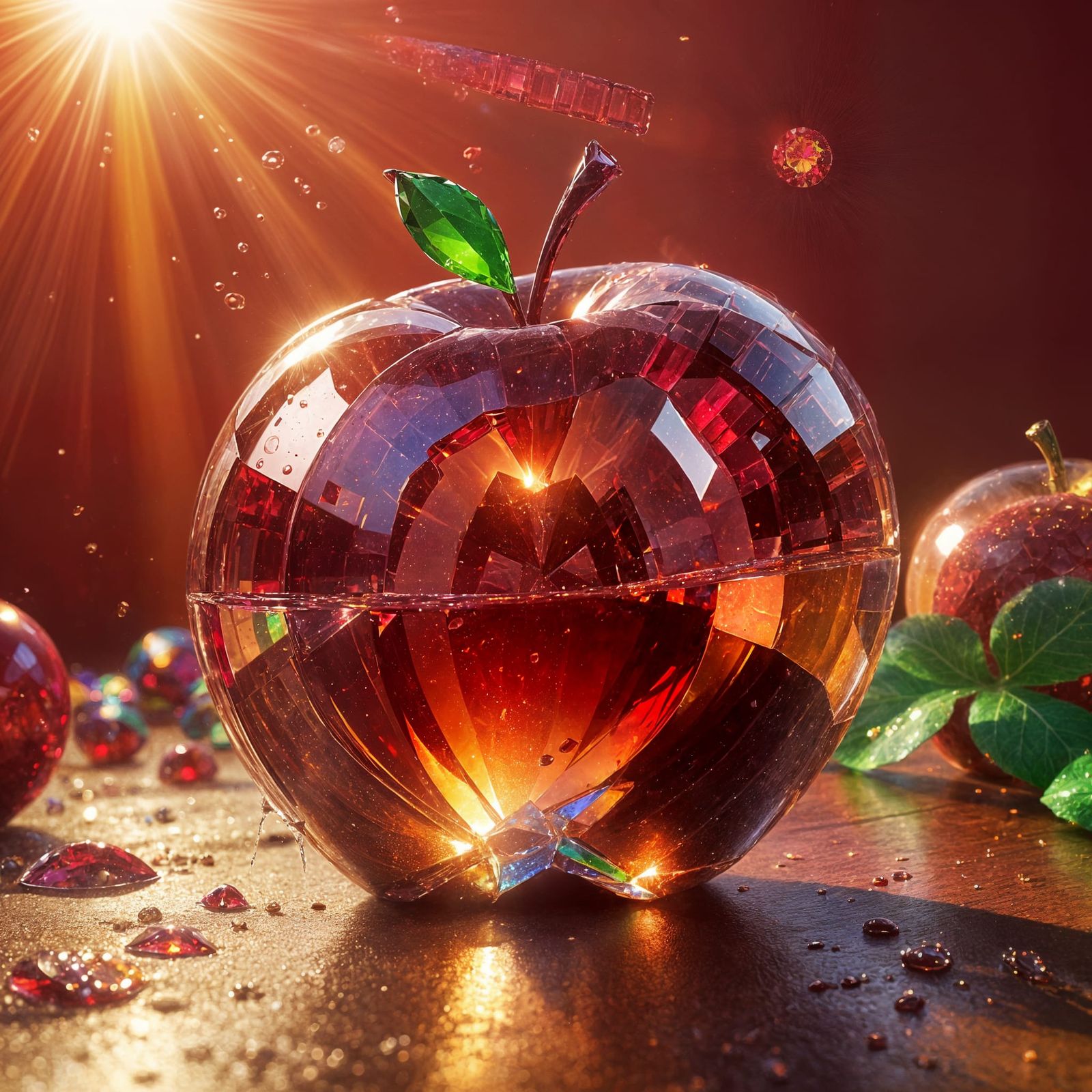 Giant Ruby Apple Jewel in Splash Art Style