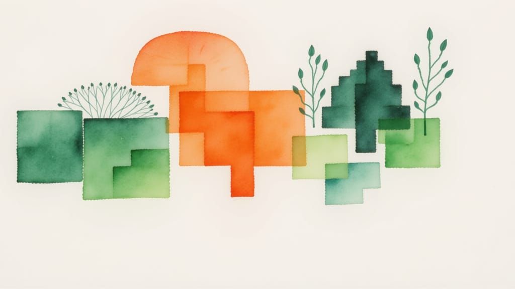 Abstract Watercolor Organic Shapes in Mysterious Meadow