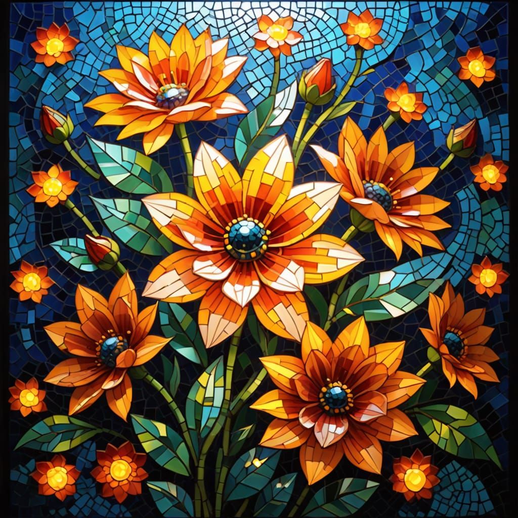 Glowing Floral Mosaic Masterpiece