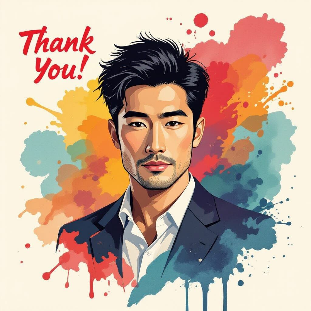 Abstract Ink Splash Art in Japanese Style