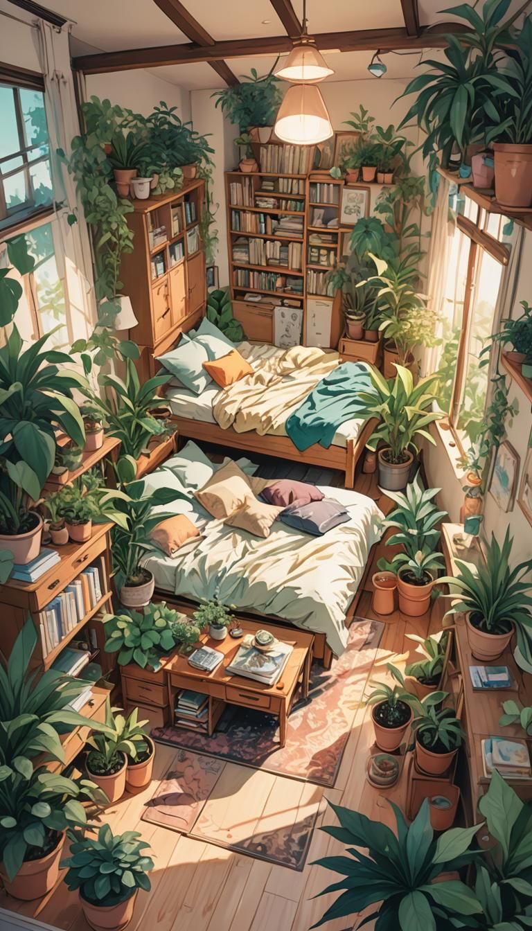 Fantasy Bedroom in Vibrant Anime Style