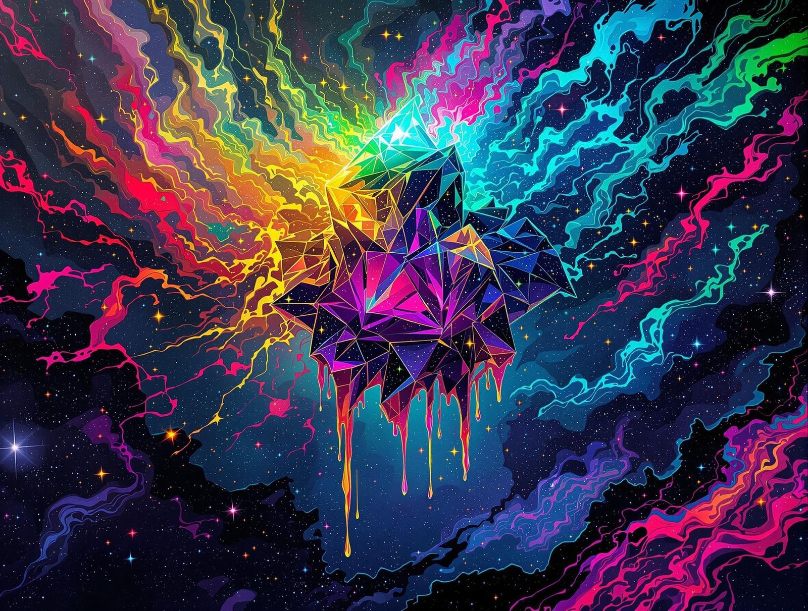 Surreal Cosmic Seraph in Shattered Prism Form