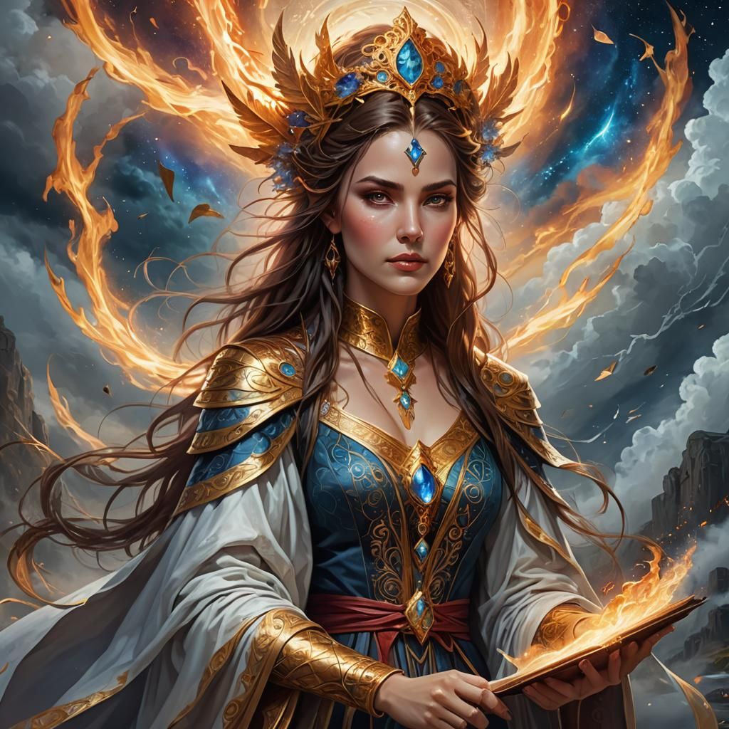 A mesmerising sorceress, weaving spells to command the skies.