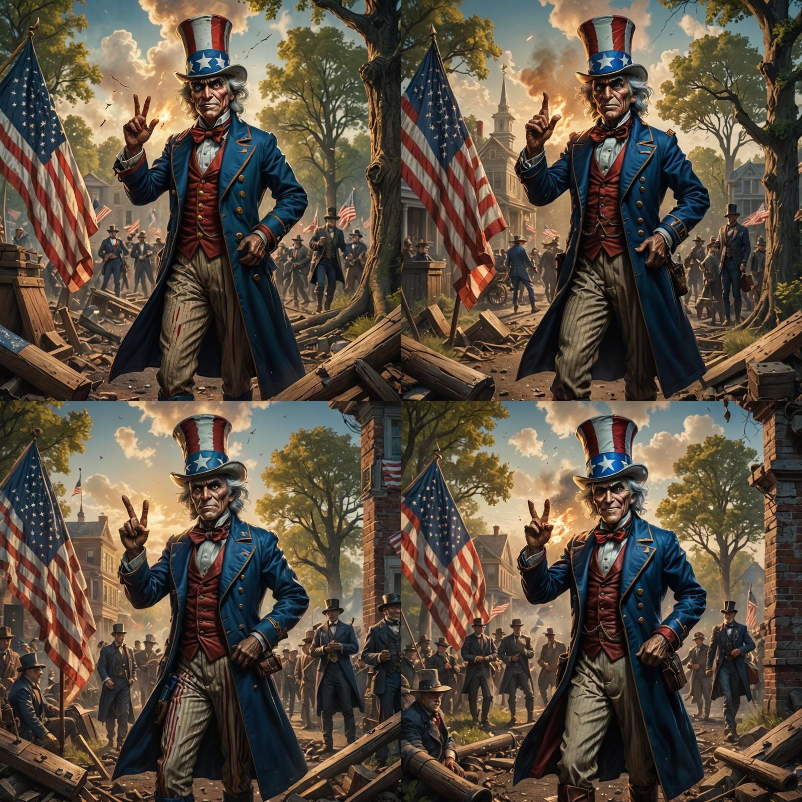 Detailed Uncle Sam Poster Art in Matte Painting Style