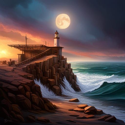 Hyper-realistic Mermaid with Rainbow Tail in Stormy Seas