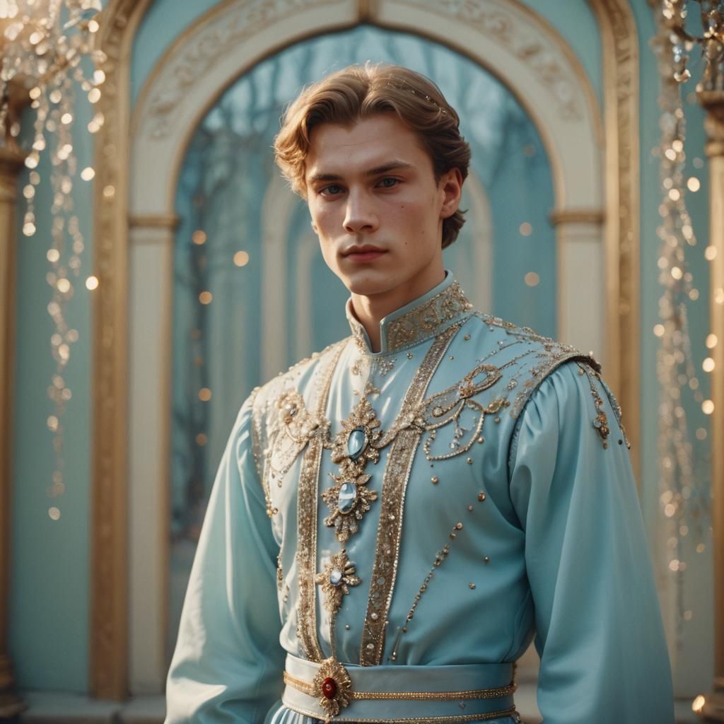 Young Prince in Blue Dress, Cinematic Film Still