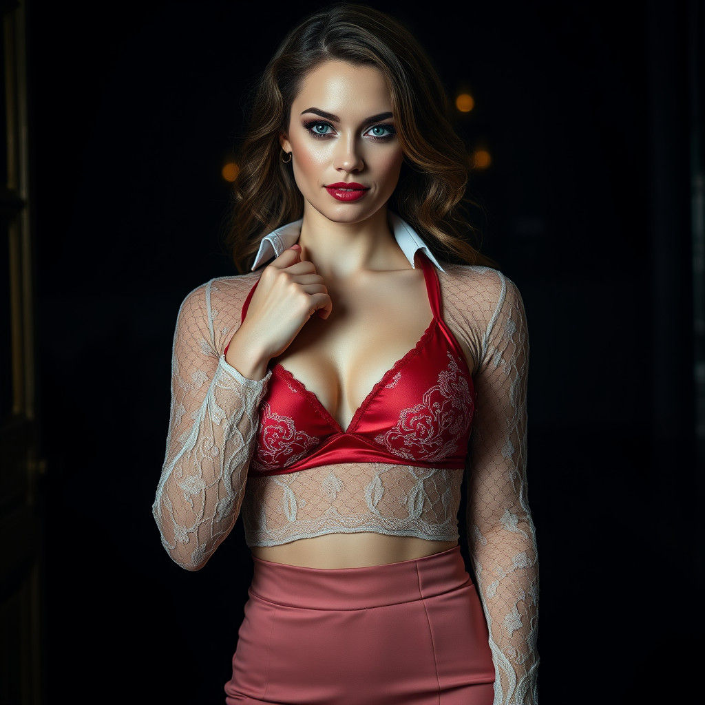 Elegant Woman in Lace: Seduction in High Contrast