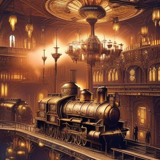 <lora:Train:1.0> A detailed waiting hall in a spaceport comb...