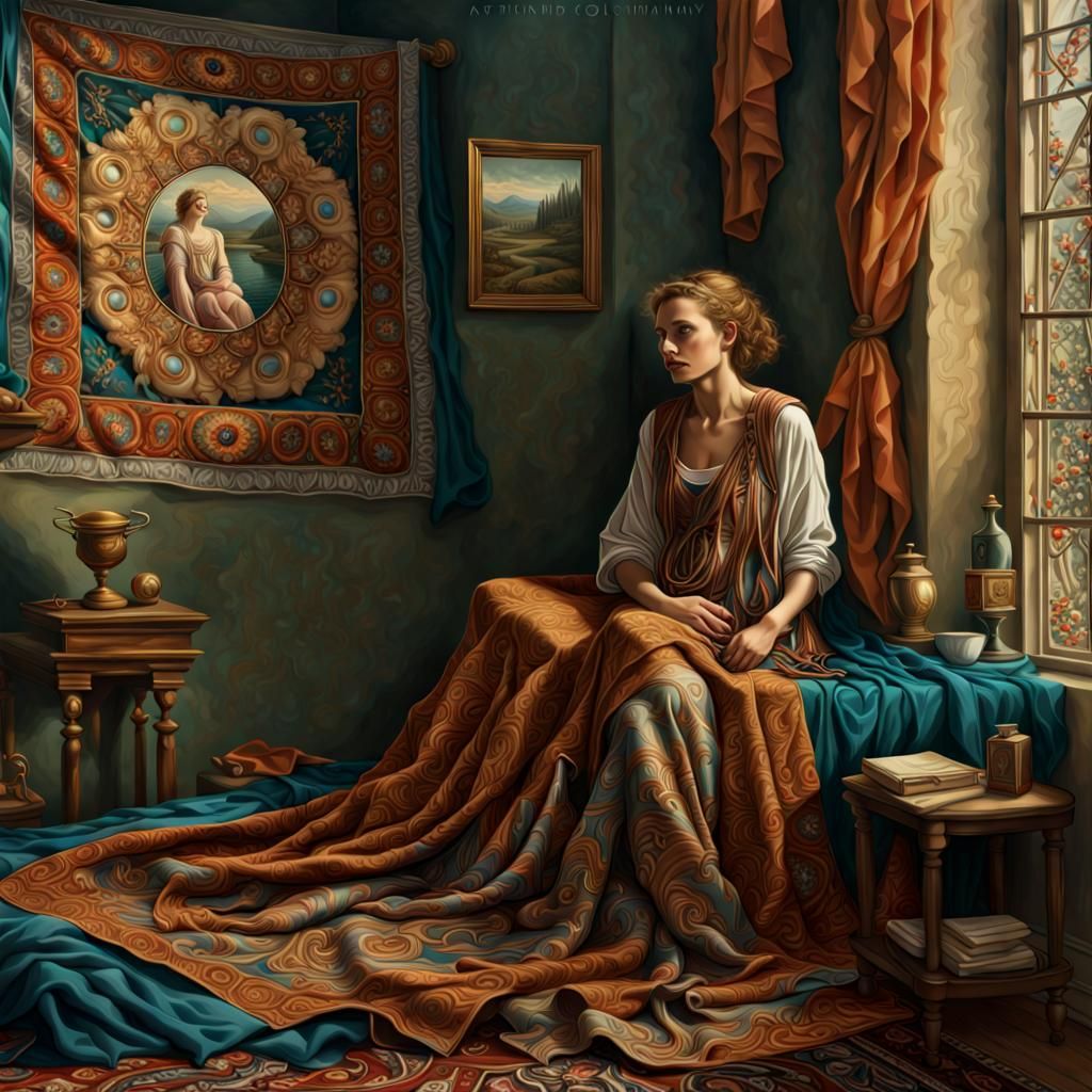 Penelope surrounded by Tapisseries