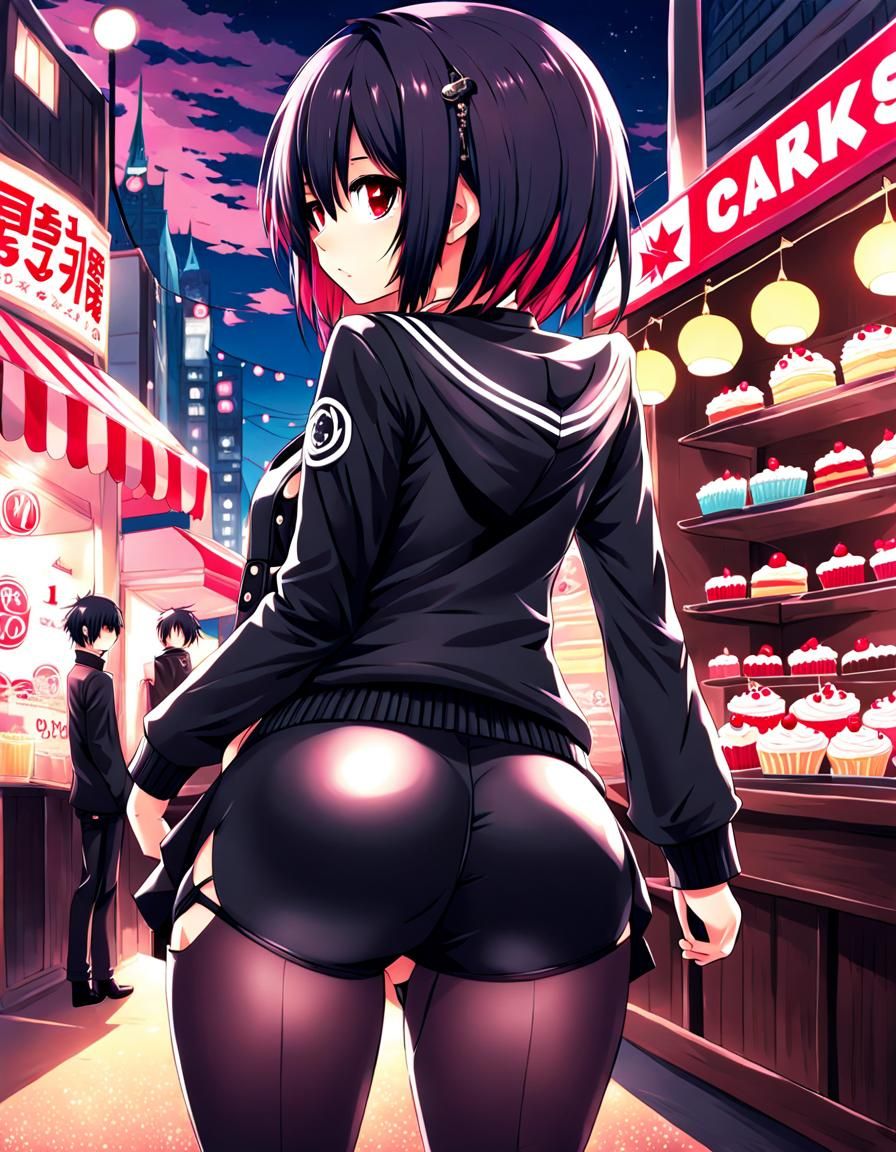 Beautiful Emo with very detailed buttocks; style of <lora:Cakes-A-Lot:1.0>