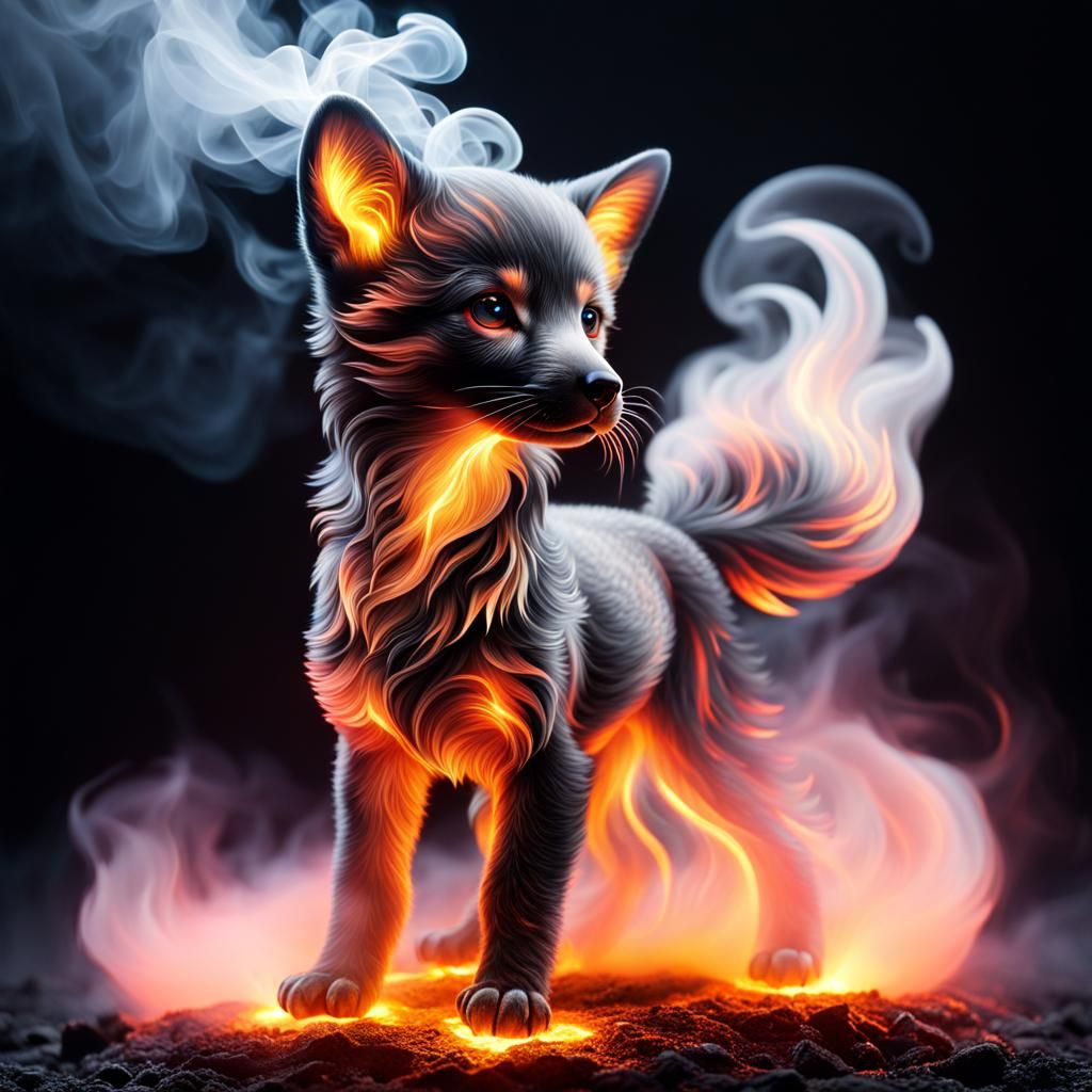 Lava Fox Pup with Fog Tendrils