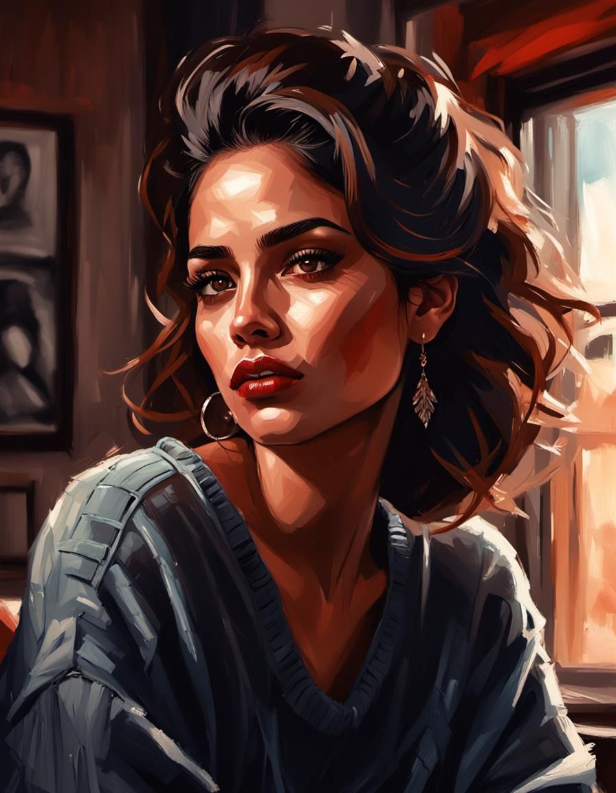 Latina Woman in Dark Fantasy Fashion Sketch