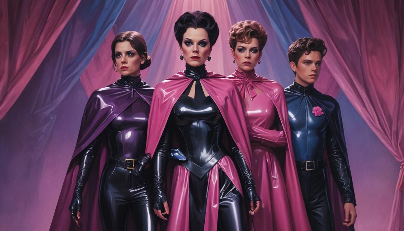 Stepmother and Stepsons in Latex, Hyperrealistic Concept Art