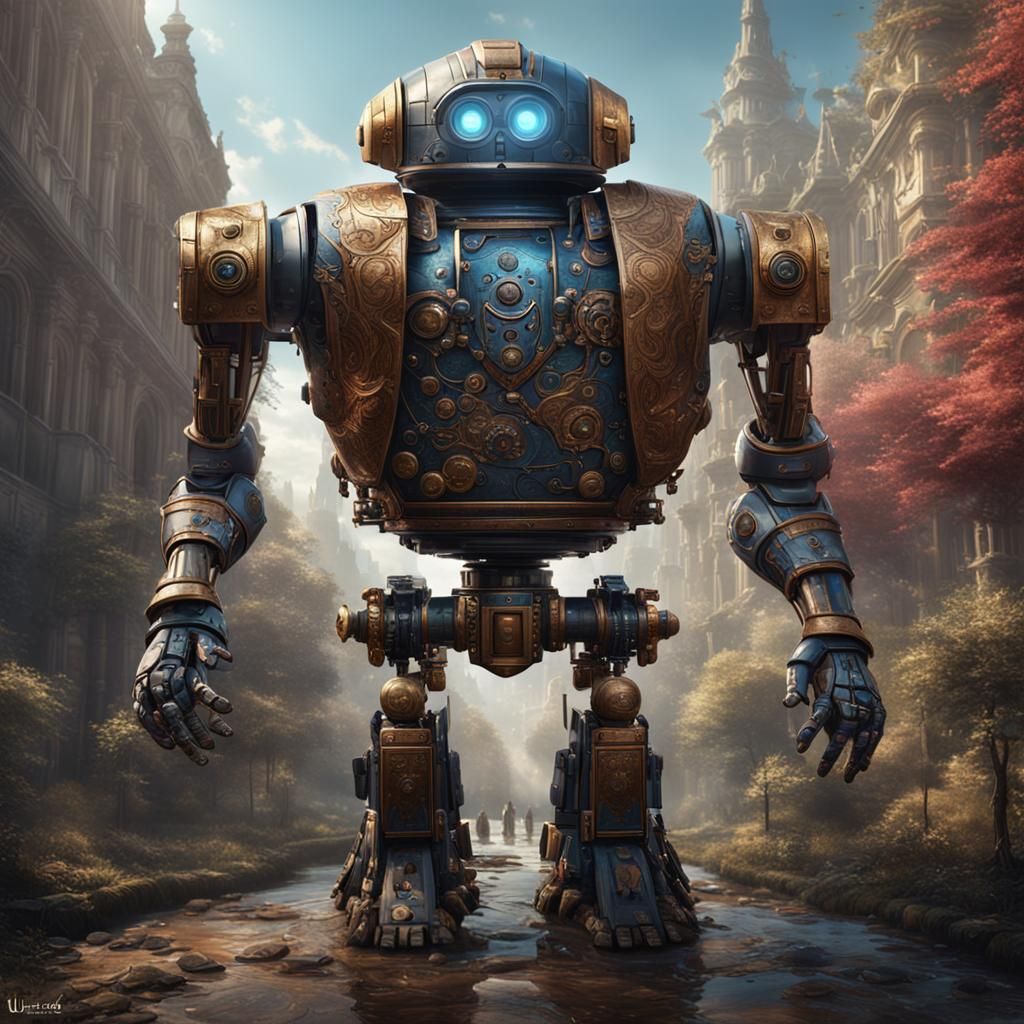 Robot with Kate Middleton Head: Detailed Matte Painting