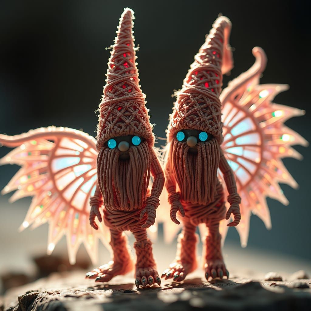 Giger-Style Gnomes in Futuristic Macrame Fashion